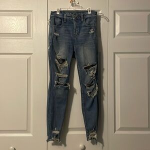 American Eagle Curvy Short Ripped Skinny Jeans